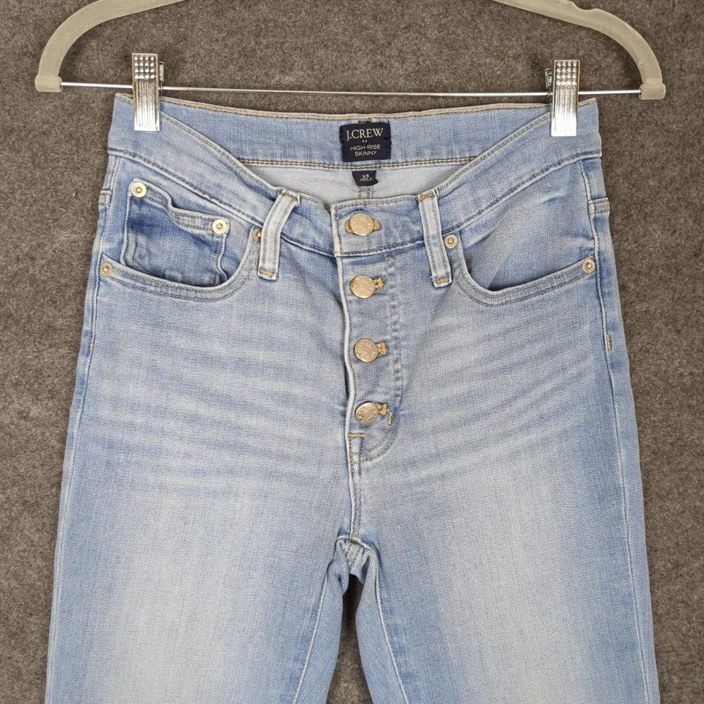 J.Crew Womens High Rise Skinny‎ Jeans Light Wash Button Fly Size 25 Blue Denim
